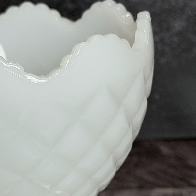 Napco Milk Glass Diamond Pattern Pedestal Compote Candy Dish 1184 - Thumbnail 11