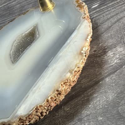 Vintage Gray Geode Brass Large Paper Clip Recipe Or Note Holder Desk Stone - Thumbnail 15
