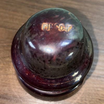 Vintage Pinco-F Brown Insulators Porcelain Very Good Condition Wood Still Inside - Thumbnail 3