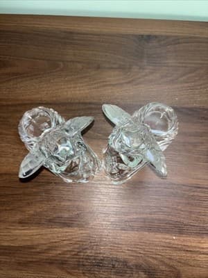 Pair Of Praying Angels 24% Lead Crystal Vintage Glass Votive Candle Holders (2) - Thumbnail 3