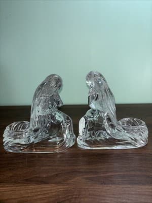 Pair Of Praying Angels 24% Lead Crystal Vintage Glass Votive Candle Holders (2) - Thumbnail 4