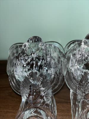 Pair Of Praying Angels 24% Lead Crystal Vintage Glass Votive Candle Holders (2) - Thumbnail 6