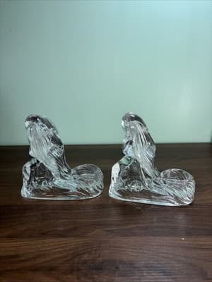 Pair Of Praying Angels 24% Lead Crystal Vintage Glass Votive Candle Holders (2) - Thumbnail 7