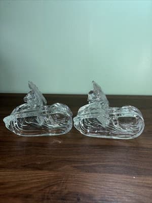 Pair Of Praying Angels 24% Lead Crystal Vintage Glass Votive Candle Holders (2) - Thumbnail 8
