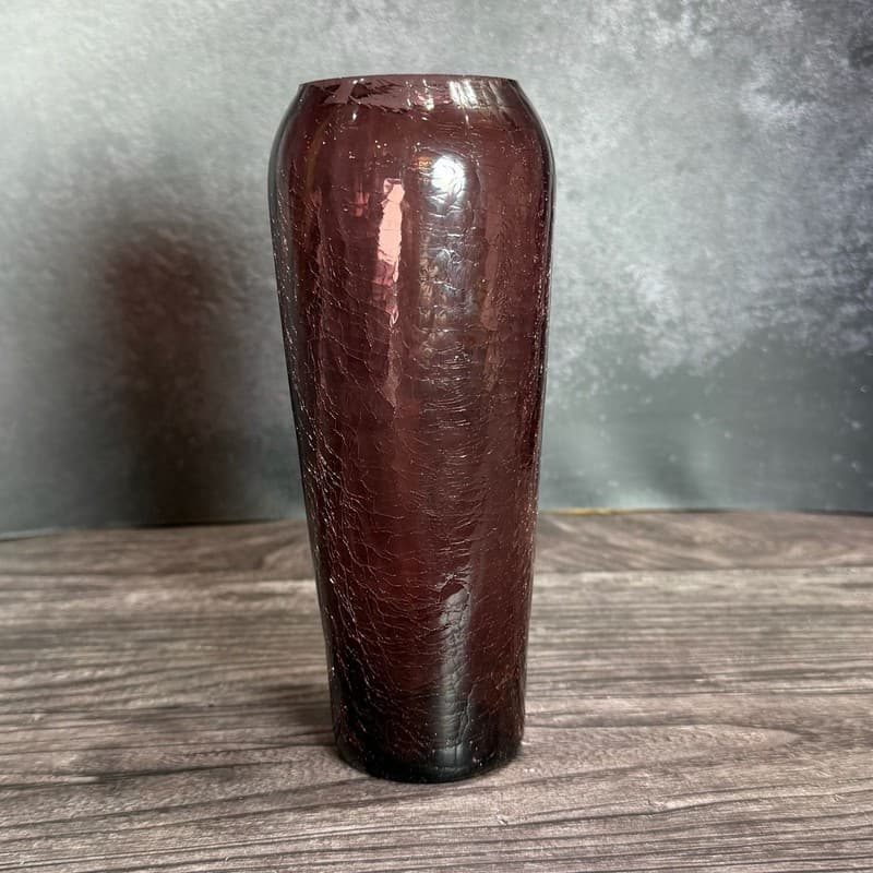 Vintage Pilgrim Amethyst Purple Crackle Glass Vase UV Reactive Manganese Glow - Thumbnail 5
