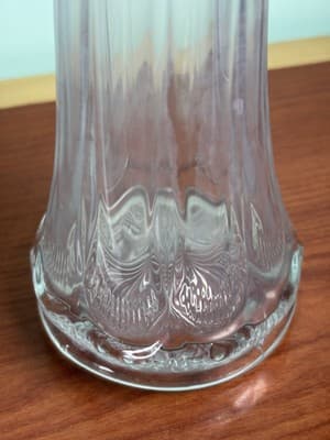 Vintage MCM Wider 11” Clear Ribbed Swung Stretched Glass Floor Vase Glows #6 - Thumbnail 5