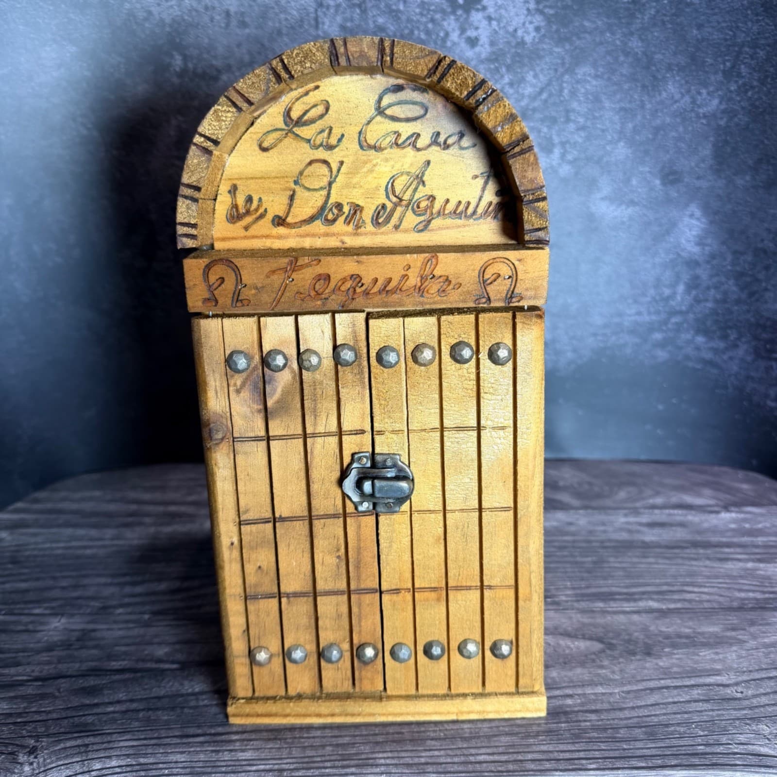 Don Agustin La Cava Tequila Wooden Bottle Display Box Case - Rustic Handcrafted