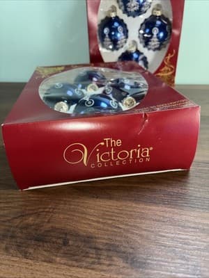 Set of 8 Victoria Collection Christmas Tree Ornaments Rauch Industries New Blue - Thumbnail 11