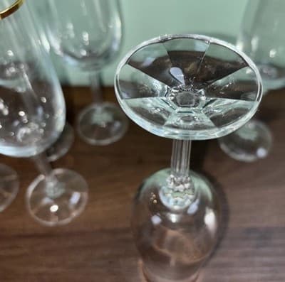 GENEVE BOHEMIA CRYSTAL FLUTED CHAMPAGNE GLASSES GOLD TRIM Set OF 6 - Thumbnail 7