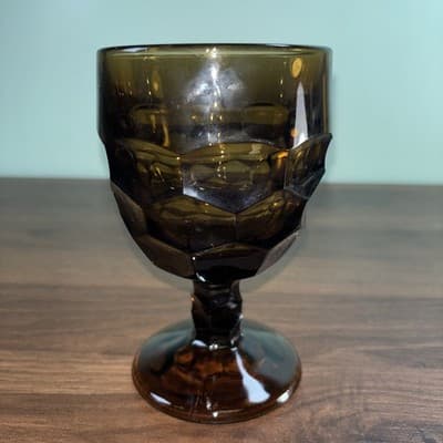 MCM Viking Nutmeg Brown - Georgian Pattern - Water Goblet. Excellent Condition - Thumbnail 4