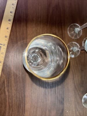 GENEVE BOHEMIA CRYSTAL FLUTED CHAMPAGNE GLASSES GOLD TRIM Set OF 6 - Thumbnail 8