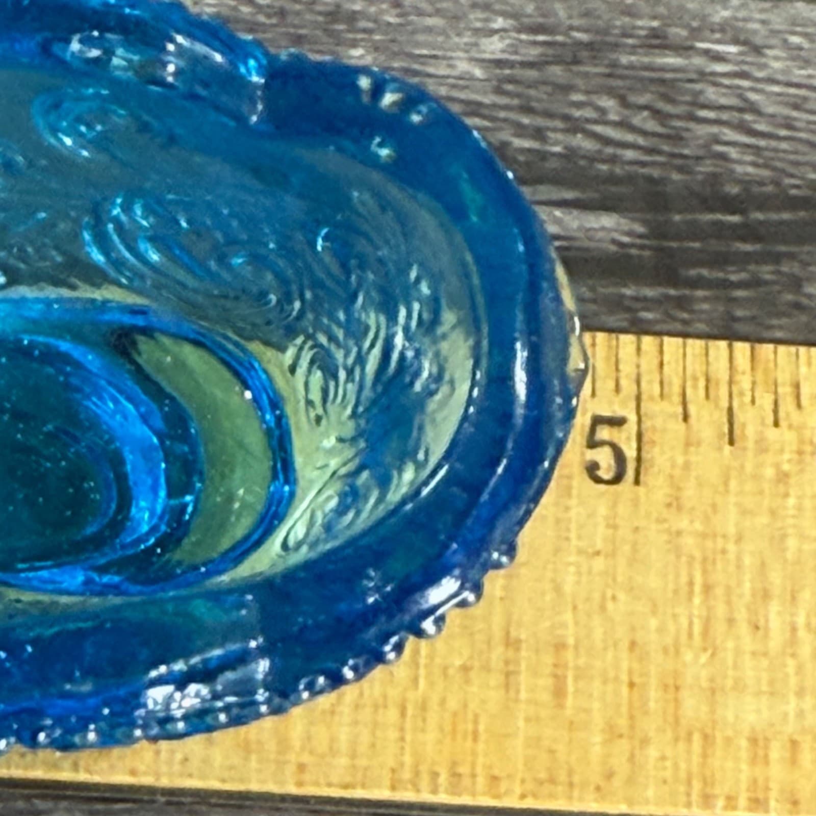 Vintage Mosser Bow Tie Blue Glass Shoe Slipper 4.75" Ornate Design - Thumbnail 8