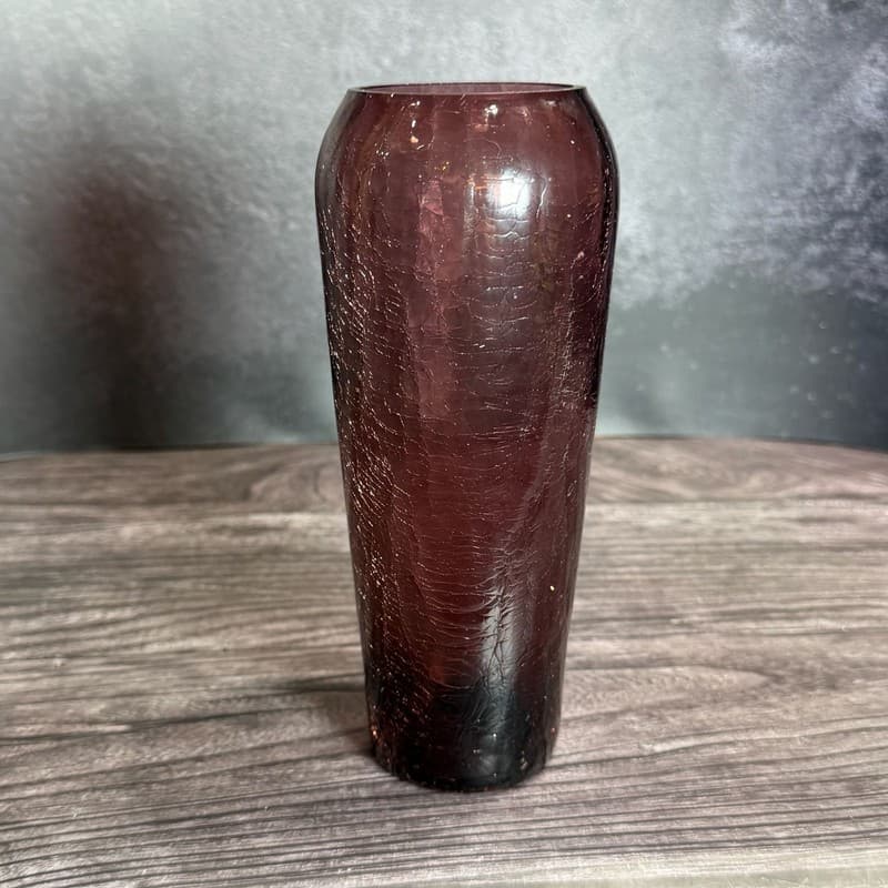 Vintage Pilgrim Amethyst Purple Crackle Glass Vase UV Reactive Manganese Glow - Thumbnail 11