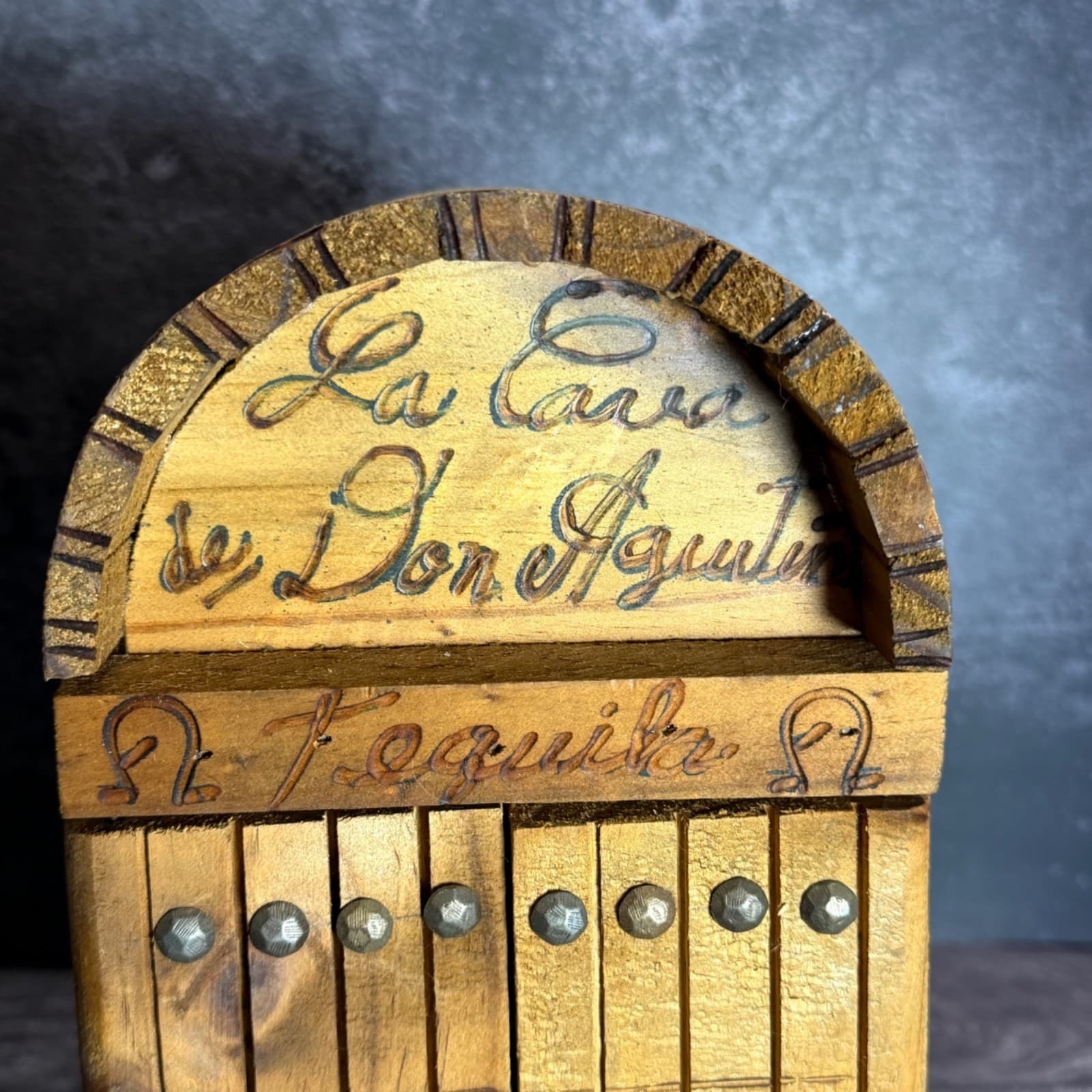 Don Agustin La Cava Tequila Wooden Bottle Display Box Case - Rustic Handcrafted - Thumbnail 2