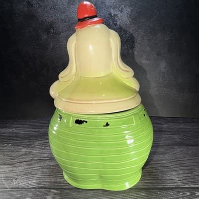 Duck Hunter Hound Dog Cookie Jar Vintage Japan Hand Painted 1950s MCM CRACK - Thumbnail 5