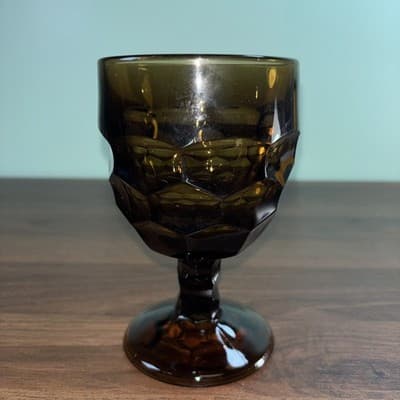 MCM Viking Nutmeg Brown - Georgian Pattern - Water Goblet. Excellent Condition - Thumbnail 2