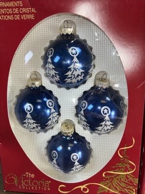 Set of 8 Victoria Collection Christmas Tree Ornaments Rauch Industries New Blue - Thumbnail 3