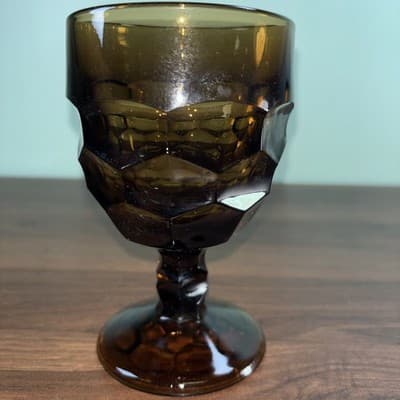 MCM Viking Nutmeg Brown - Georgian Pattern - Water Goblet. Excellent Condition - Thumbnail 5