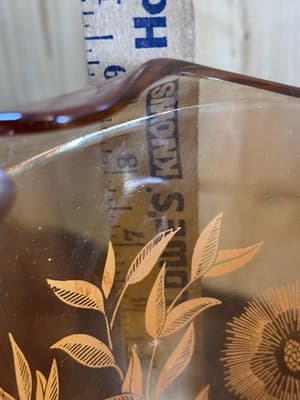 Vintage Jeannette Iridescent Marigold Carnival Glass Pitcher White Floral 10” - Thumbnail 9