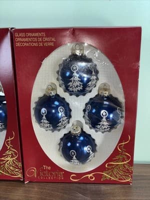 Set of 8 Victoria Collection Christmas Tree Ornaments Rauch Industries New Blue - Thumbnail 4