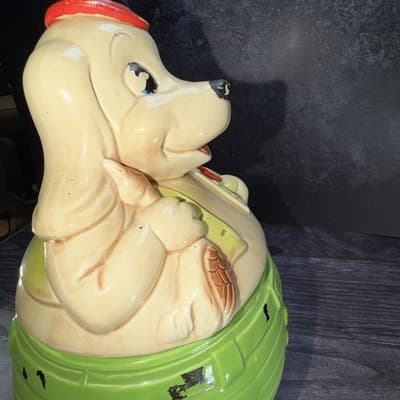 Duck Hunter Hound Dog Cookie Jar Vintage Japan Hand Painted 1950s MCM CRACK - Thumbnail 10