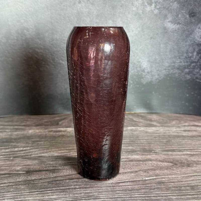 Vintage Pilgrim Amethyst Purple Crackle Glass Vase UV Reactive Manganese Glow - Thumbnail 6