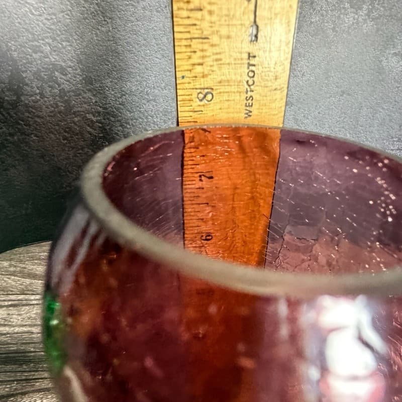 Vintage Pilgrim Amethyst Purple Crackle Glass Vase UV Reactive Manganese Glow - Thumbnail 12