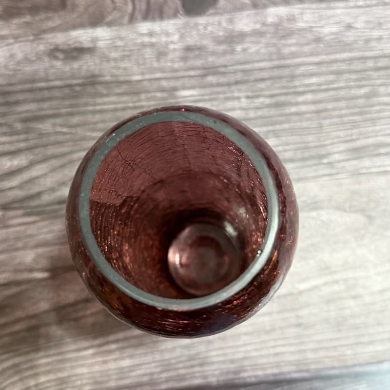 Vintage Pilgrim Amethyst Purple Crackle Glass Vase UV Reactive Manganese Glow - Thumbnail 7