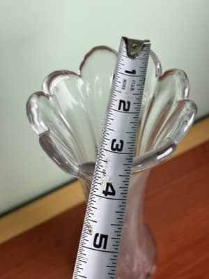 Vintage MCM Wider 11” Clear Ribbed Swung Stretched Glass Floor Vase Glows #6 - Thumbnail 7