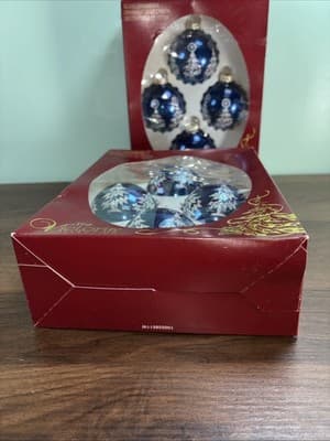 Set of 8 Victoria Collection Christmas Tree Ornaments Rauch Industries New Blue - Thumbnail 9