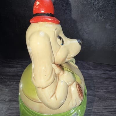 Duck Hunter Hound Dog Cookie Jar Vintage Japan Hand Painted 1950s MCM CRACK - Thumbnail 9