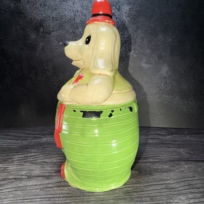 Duck Hunter Hound Dog Cookie Jar Vintage Japan Hand Painted 1950s MCM CRACK - Thumbnail 4