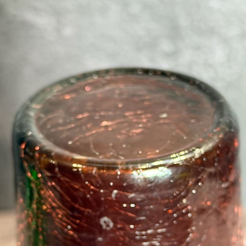 Vintage Pilgrim Amethyst Purple Crackle Glass Vase UV Reactive Manganese Glow - Thumbnail 9