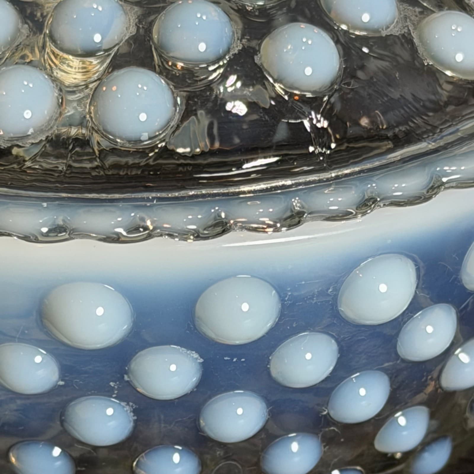 Anchor Hocking Moonstone Hobnail Opalescent Glass Lidded Candy Dish 5" - Thumbnail 4