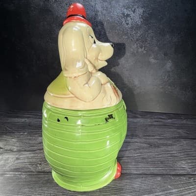 Duck Hunter Hound Dog Cookie Jar Vintage Japan Hand Painted 1950s MCM CRACK - Thumbnail 8