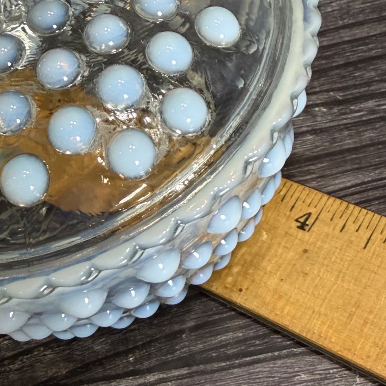 Anchor Hocking Moonstone Hobnail Opalescent Glass Lidded Candy Dish 5" - Thumbnail 11