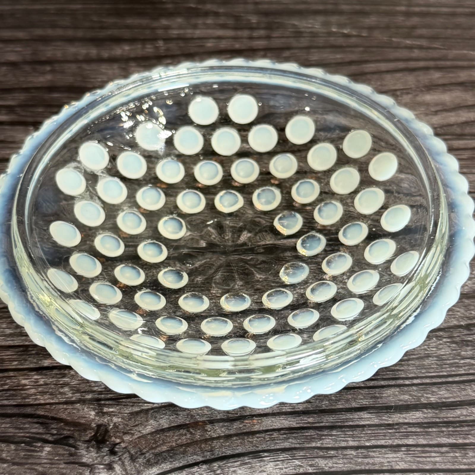 Anchor Hocking Moonstone Hobnail Opalescent Glass Lidded Candy Dish 5" - Thumbnail 7
