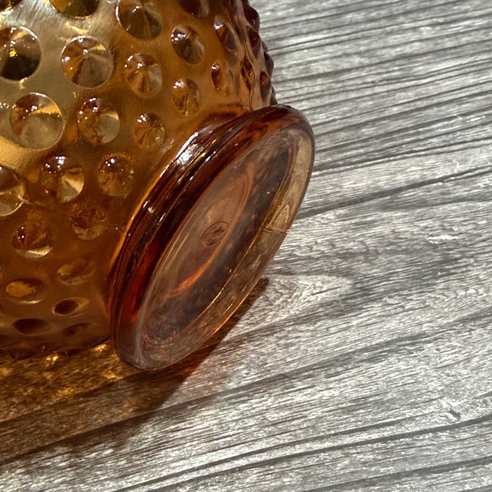 Vintage Fenton Opalescent Amber Hobnail Ruffled Basket With Crimped Edge 8” Tall - Thumbnail 12