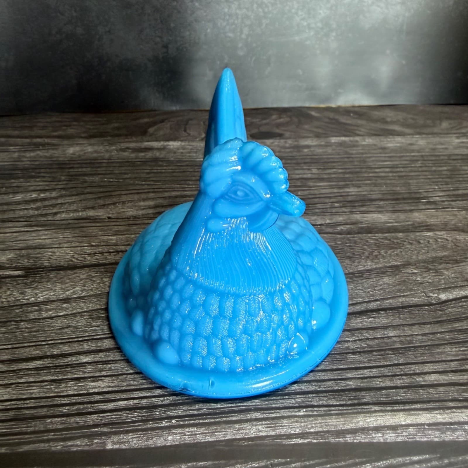 Vintage Westmoreland Blue Milk Glass Hen On Nest Topper Replacement Top - Thumbnail 3