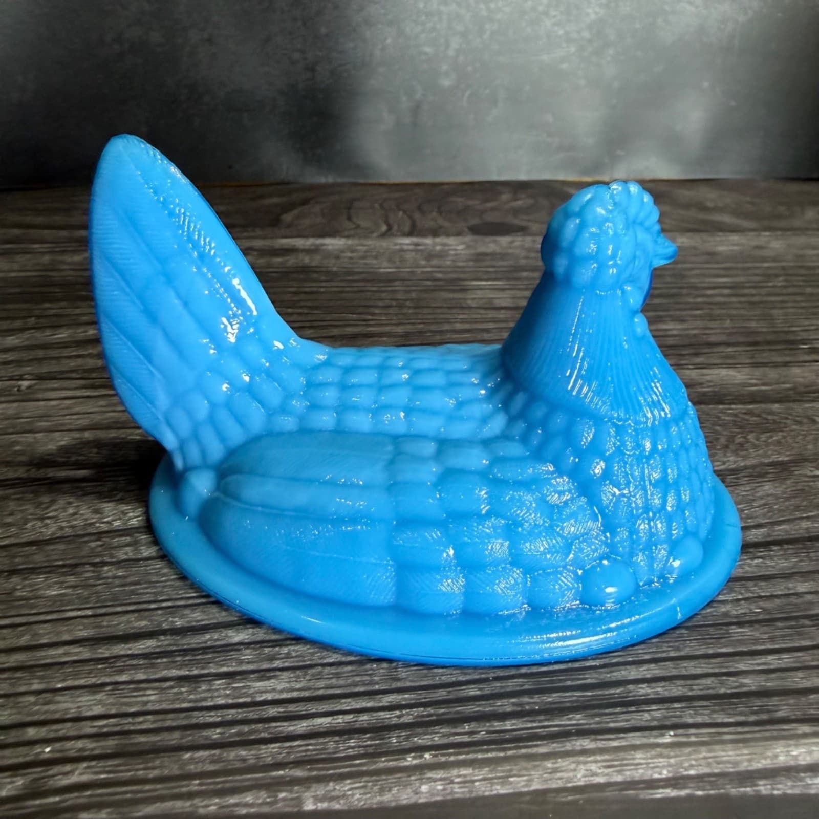 Vintage Westmoreland Blue Milk Glass Hen On Nest Topper Replacement Top - Thumbnail 5