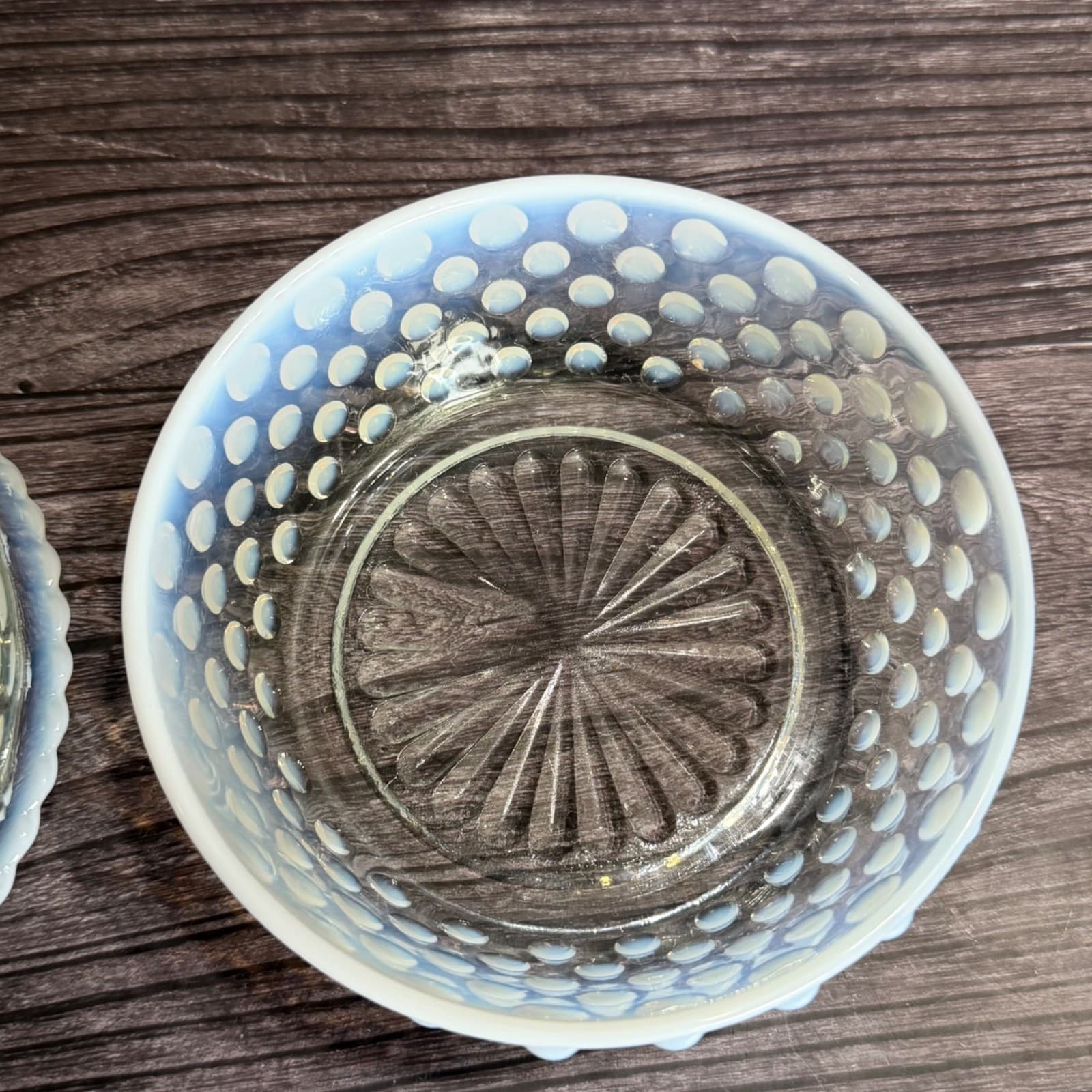 Anchor Hocking Moonstone Hobnail Opalescent Glass Lidded Candy Dish 5" - Thumbnail 8