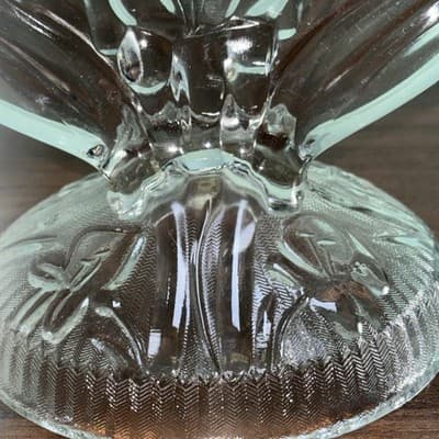 Two Vintage Clear Glass Iris Pattern Double Candlesticks Jeanette 1950’s MCM - Thumbnail 5