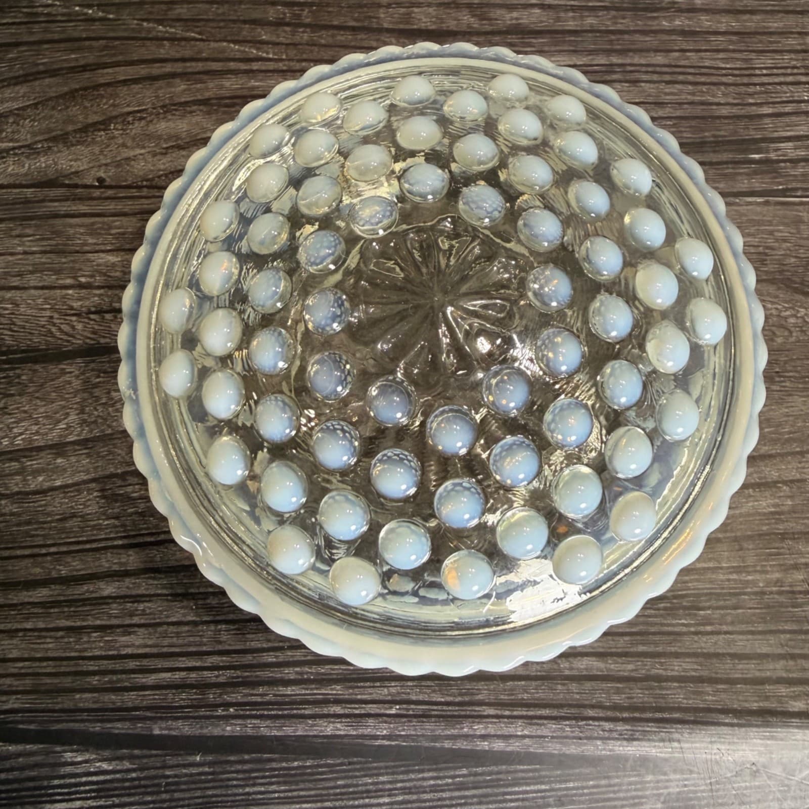 Anchor Hocking Moonstone Hobnail Opalescent Glass Lidded Candy Dish 5" - Thumbnail 2