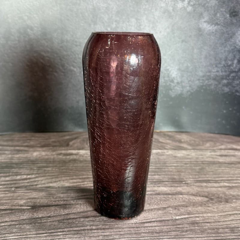 Vintage Pilgrim Amethyst Purple Crackle Glass Vase UV Reactive Manganese Glow - Thumbnail 8