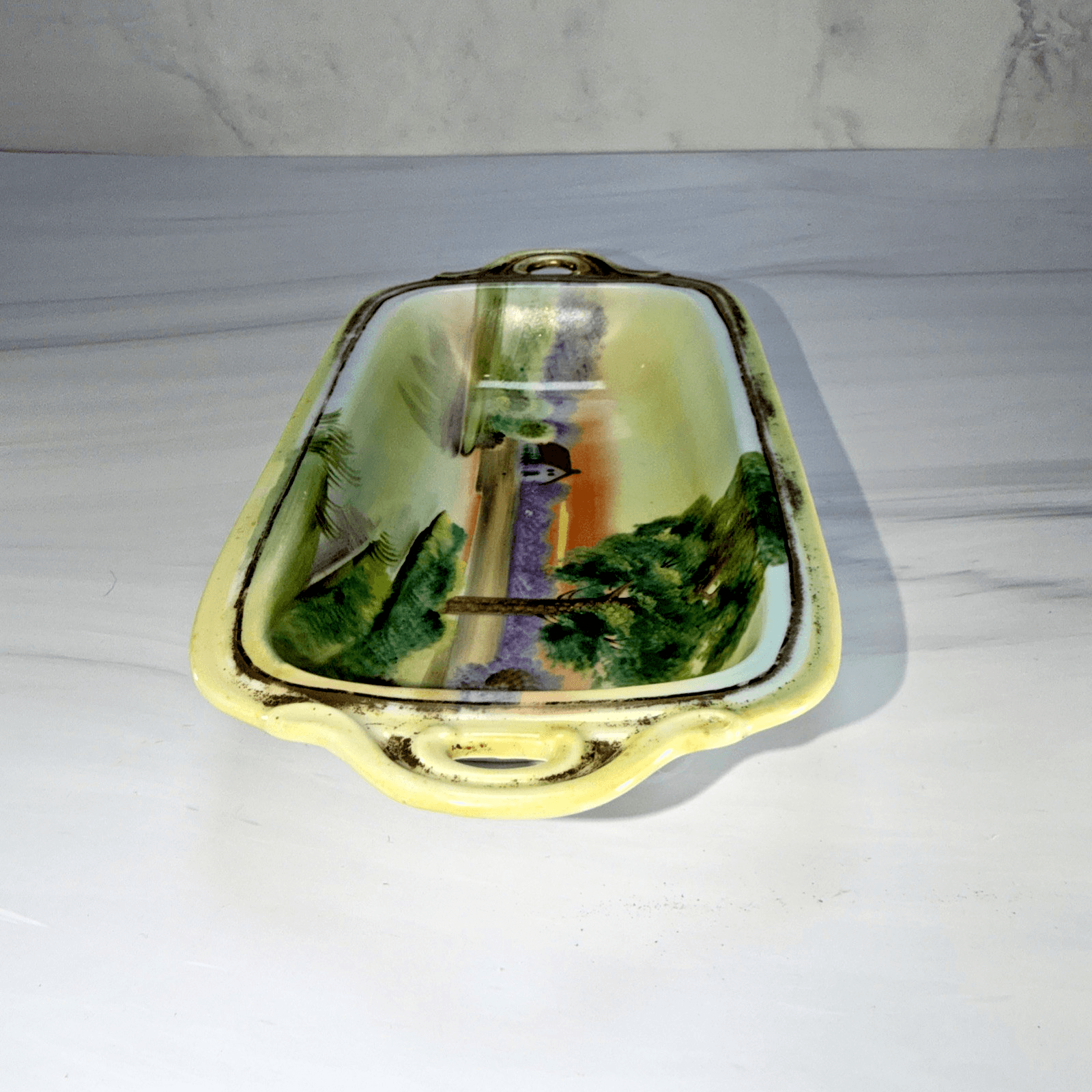 Vintage NIPPON Hand Painted Scenic Porcelain Trinket Tray Country Farm - Thumbnail 6
