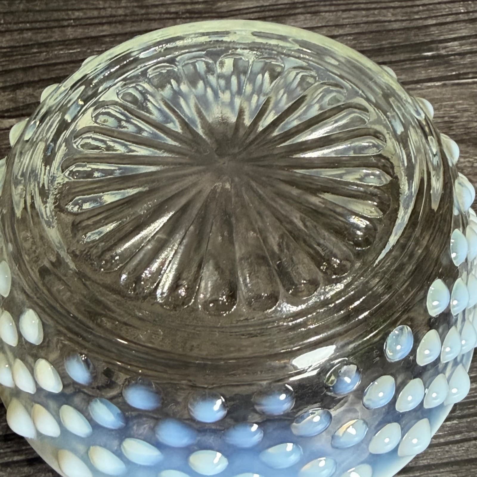 Anchor Hocking Moonstone Hobnail Opalescent Glass Lidded Candy Dish 5" - Thumbnail 6
