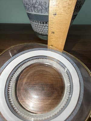 Jeannette Glass Greek Blue Ice Bucket Or Chip And Dip Bowls VTG Patrician Gold - Thumbnail 21
