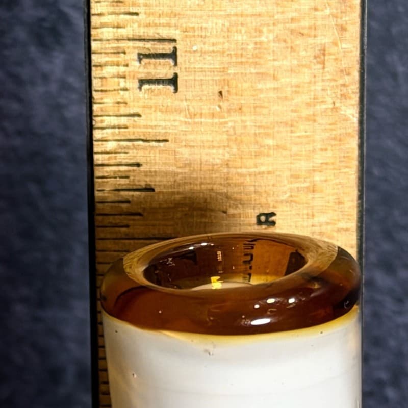 Vintage Hand Blown Mid-Century Art Glass Bud Vase Amber Rim Cream & Red Lava Dri - Thumbnail 10
