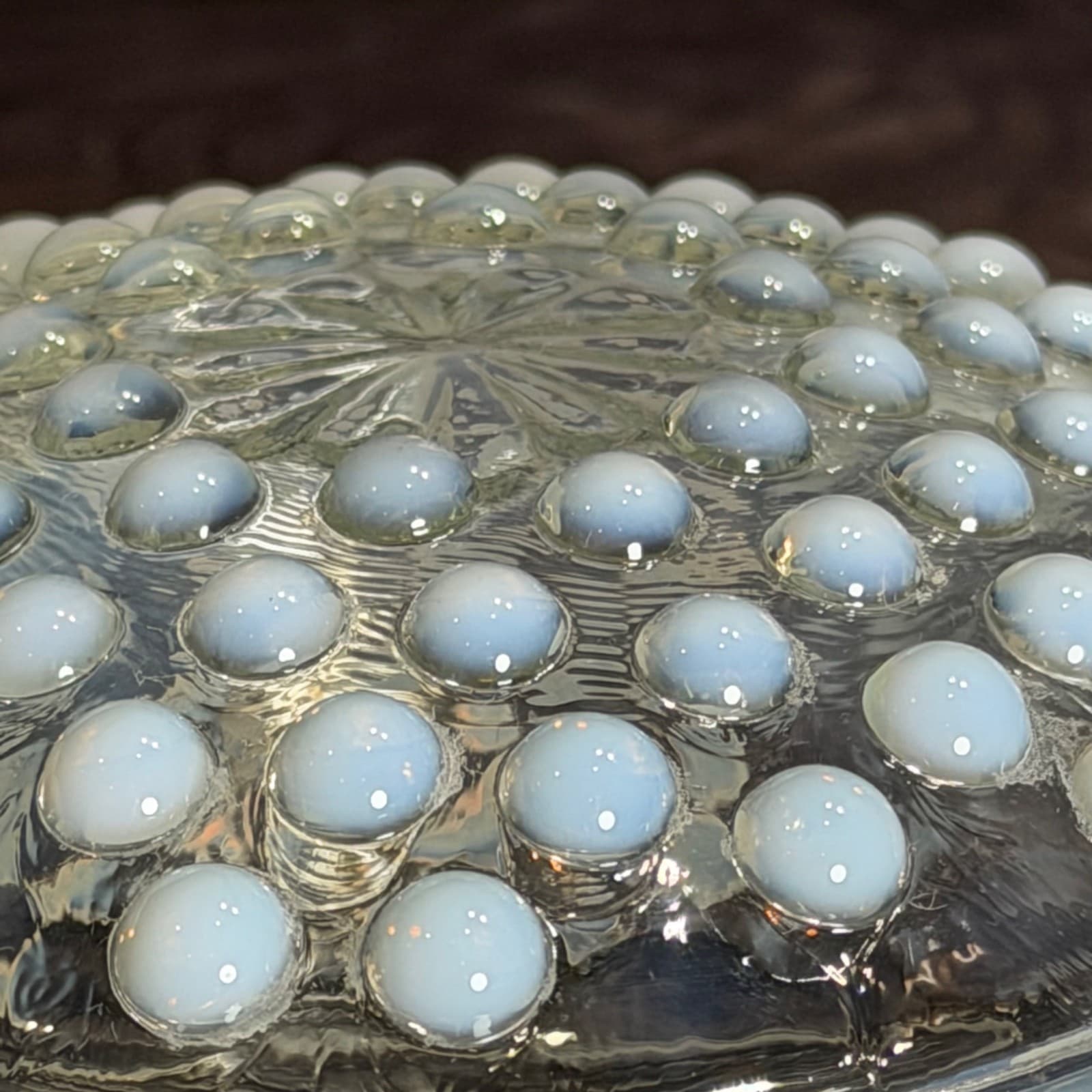 Anchor Hocking Moonstone Hobnail Opalescent Glass Lidded Candy Dish 5" - Thumbnail 5