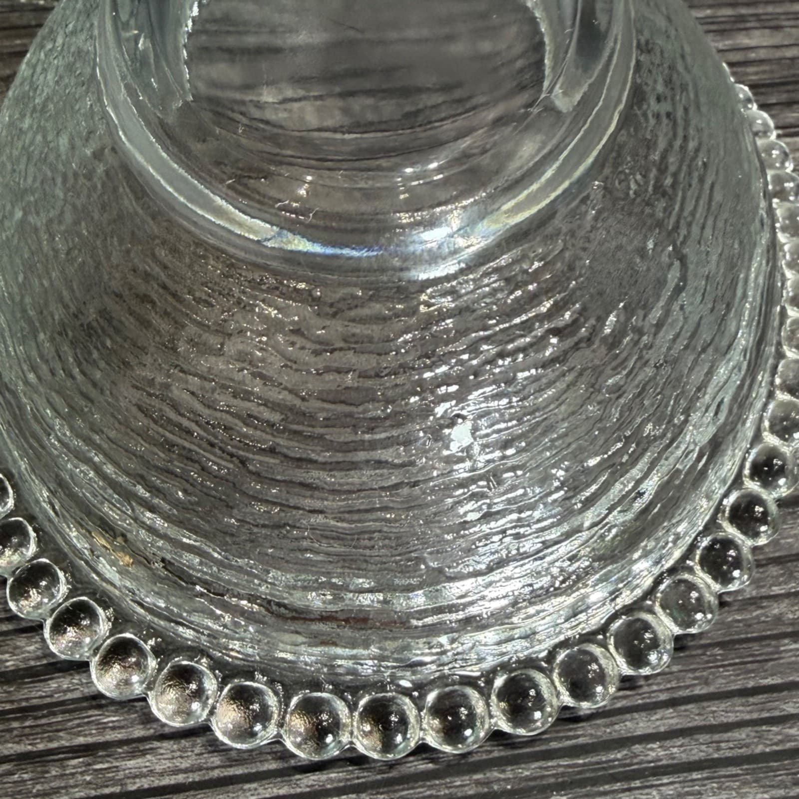 Indiana Glass Clear Rabbit On Nest Covered Candy Dish With Beaded Rim - Thumbnail 8